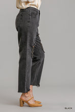 Load image into Gallery viewer, 5 Pockets Non-stretch Straight Cut Distressed Denim Jeans With Raw Hem