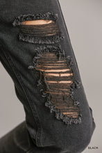 Load image into Gallery viewer, 5 Pockets Non-stretch Straight Cut Distressed Denim Jeans With Raw Hem