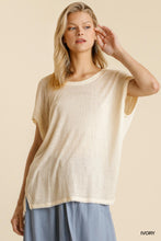 Load image into Gallery viewer, Short Sheer Dolman Sleeve Scoop Neck Top With Side Slit
