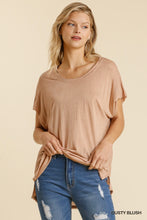 Load image into Gallery viewer, Short Sheer Dolman Sleeve Scoop Neck Top With Side Slit