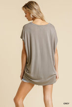 Load image into Gallery viewer, Short Sheer Dolman Sleeve Scoop Neck Top With Side Slit