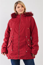 Load image into Gallery viewer, Plus Size Vegan Fur Double-sided Cotton Twill Parka &amp; Puffer Jacket
