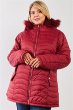 Load image into Gallery viewer, Plus Size Vegan Fur Double-sided Cotton Twill Parka &amp; Puffer Jacket
