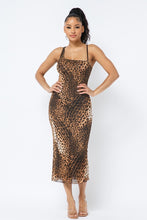 Load image into Gallery viewer, Animal Print Midi Dress With Strap