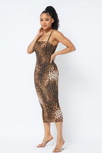 Load image into Gallery viewer, Animal Print Midi Dress With Strap
