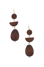 Load image into Gallery viewer, Geometric Wood Bead Dangle Earring