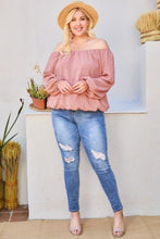 Load image into Gallery viewer, Off Shoulder Long Bubble Sleeve Plaid Top