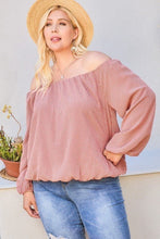 Load image into Gallery viewer, Off Shoulder Long Bubble Sleeve Plaid Top