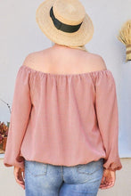 Load image into Gallery viewer, Off Shoulder Long Bubble Sleeve Plaid Top