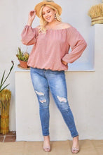 Load image into Gallery viewer, Off Shoulder Long Bubble Sleeve Plaid Top