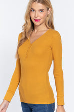 Load image into Gallery viewer, Long Slv V-neck Placket Thermal Top