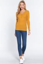 Load image into Gallery viewer, Long Slv V-neck Placket Thermal Top