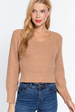 Load image into Gallery viewer, Long Puff Slv V-neck Rib Sweater