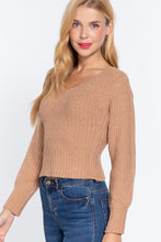 Load image into Gallery viewer, Long Puff Slv V-neck Rib Sweater