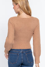 Load image into Gallery viewer, Long Puff Slv V-neck Rib Sweater