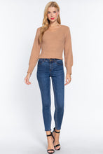 Load image into Gallery viewer, Long Puff Slv V-neck Rib Sweater