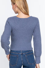 Load image into Gallery viewer, Long Puff Slv V-neck Rib Sweater