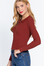 Load image into Gallery viewer, Notched Collar Zippered Sweater