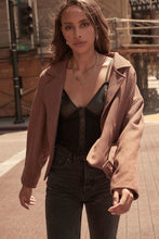 Load image into Gallery viewer, A Faux Leather And Lace Camisole Top