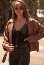 Load image into Gallery viewer, A Faux Leather And Lace Camisole Top