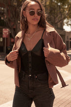 Load image into Gallery viewer, A Faux Leather And Lace Camisole Top