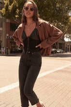 Load image into Gallery viewer, A Faux Leather And Lace Camisole Top
