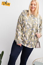 Load image into Gallery viewer, Plus Size Long Sleeve Distressed Printed Rayon Pullover Top