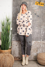 Load image into Gallery viewer, Plus Size Star Printed Poly Rayon Loose Fit Top