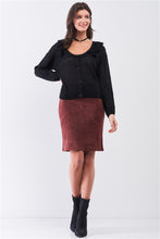 Load image into Gallery viewer, Round Neck Bertha Collar Button-front Cardigan