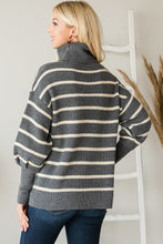 Load image into Gallery viewer, Heavy Knit Striped Turtle Neck Knit Sweater