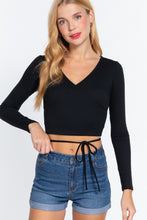 Load image into Gallery viewer, Long Slv Surplice Wrap Rib Knit Top
