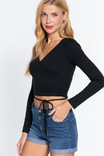 Load image into Gallery viewer, Long Slv Surplice Wrap Rib Knit Top