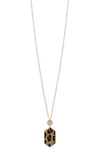 Load image into Gallery viewer, Metal Chain Hexagon Leopard Pendant Long Necklace