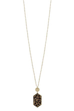Load image into Gallery viewer, Metal Chain Hexagon Leopard Pendant Long Necklace
