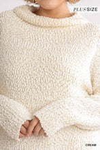 Load image into Gallery viewer, High Cowl Neck Bouclé Long Sleeve Sweater Dress