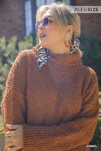 Load image into Gallery viewer, High Cowl Neck Bouclé Long Sleeve Sweater Dress