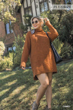Load image into Gallery viewer, High Cowl Neck Bouclé Long Sleeve Sweater Dress