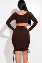 Load image into Gallery viewer, Solid Long Sleeve Ruched Short Dress With O Ring