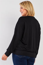 Load image into Gallery viewer, Black "monday Sunday" Print Long Sleeve Relaxed Sweatshirt Top