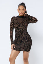 Load image into Gallery viewer, Animal Print Long Sleeve Mock Neck Mini Dress