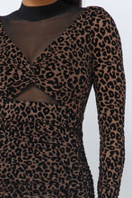 Load image into Gallery viewer, Animal Print Long Sleeve Mock Neck Mini Dress