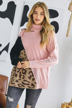 Load image into Gallery viewer, Turtle Neck Color Block Cutout Sweater