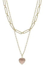 Load image into Gallery viewer, Metal Chain Heart Pendant 2 Layered Necklace