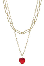 Load image into Gallery viewer, Metal Chain Heart Pendant 2 Layered Necklace