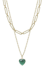 Load image into Gallery viewer, Metal Chain Heart Pendant 2 Layered Necklace