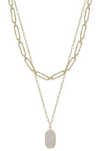 Load image into Gallery viewer, 2 Layered Metal Chain Stone Pendant Necklace