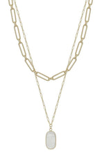 Load image into Gallery viewer, 2 Layered Metal Chain Stone Pendant Necklace