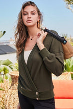 Load image into Gallery viewer, Overwrap Front Button Detail Long Sleeve Knit Top