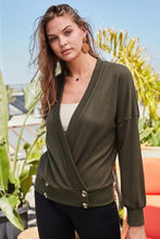 Load image into Gallery viewer, Overwrap Front Button Detail Long Sleeve Knit Top