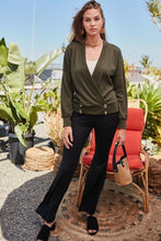 Load image into Gallery viewer, Overwrap Front Button Detail Long Sleeve Knit Top